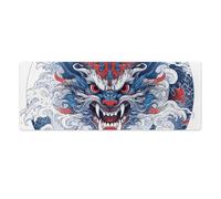 Red Horned Dragon Desk Mat with Stitched Edges, Rubber Mouse Mat for Keyboard Mats Non-Slip Waterproof Desk Pad Office Supplies Large Gaming Mouse Pad for Home Work