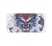 Red Horned Dragon Desk Mat with Stitched Edges, Rubber Mouse Mat for Keyboard Mats Non-Slip Waterproof Desk Pad Office Supplies Large Gaming Mouse Pad for Home Work