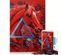 Red Horse Abstract Art Jigsaw Puzzle for Adults 1000 Pieces Mind Puzzle Calm Pastime Image Assembly Lovely Present (50x75cm)