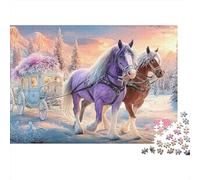 Red Horse Gallop 1000 Piece Thick Cardboard Jigsaw Puzzle for Adults，Snowy Horses，Educational Game Decompression Fun Activity Beautiful Decoration Best Gift 70x50cm/1000pcs