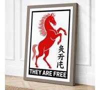Red Horse Rising Graphic Canvas Wall Art Print 18x12 Inch (46 x 30 cm)