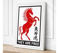 Red Horse Rising Graphic Canvas Wall Art Print 18x12 Inch (46 x 30 cm)