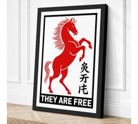 Red Horse Rising Graphic Canvas Wall Art Print 18x12 Inch (46 x 30 cm)