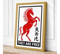 Red Horse Rising Graphic Canvas Wall Art Print 24x16 Inch (61 x 41 cm)