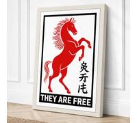 Red Horse Rising Graphic Canvas Wall Art Print 36x24 Inch (91 x 61 cm)