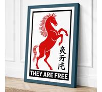 Red Horse Rising Graphic Canvas Wall Art Print 36x24 Inch (91 x 61 cm)