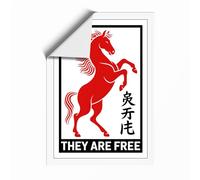 Red Horse Rising Graphic Unframed Wall Art Print A3 (42×29.7cm), Wall Decor for Living Room, Bedroom, Office & Home, Art Gift
