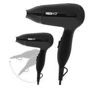Red Hot 37079 1200W Travel Hair Dryer with Folding Handle/Dual Voltage / 2 Heat Settings/Compact & Lightweight/Black