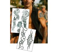 Red Hot 90s Rock Star Temporary Tattoos - 2x A4 Sheets - Tribal Armbands, Dragon Forearm & Warrior Chief - Celebrity-Inspired Festival Ink