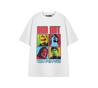 Red Hot Chili Peppers Unisex White Squares Graphic Tee | Retro Short-Sleeved T-Shirt | Rock Band Logo Print Alternative Rock Apparel for Men Women