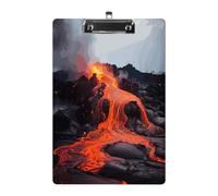 Red Hot Lava from Kilauea Volcano Clipboard Colorful Sturdy Acrylic Clipboard Decorative Clip Board with Metal Clip Cute Plastic Clipboards A4 for Nurses Office（Standard Size 8.5" X 12.5"）