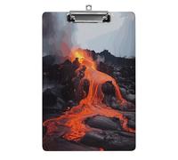 Red Hot Lava from Kilauea Volcano Clipboard Colorful Sturdy Acrylic Clipboard Decorative Clip Board with Metal Clip Cute Plastic Clipboards A4 for Nurses Office（Standard Size 8.5" X 12.5"）