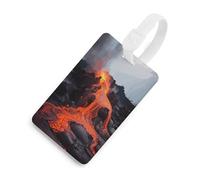 Red Hot Lava from Kilauea Volcano Luggage Tags for Suitcases Cute Suitcase Tag Privacy Cover ID Identifier Unique Name Tags for Travel Baggage Essentials Fashion Tag, White-style, One Size