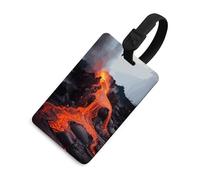 Red Hot Lava from Kilauea Volcano Luggage Tags for Suitcases Cute Suitcase Tag Privacy Cover ID Identifier Unique Name Tags for Travel Baggage Essentials Fashion Tag, Black-style, One Size