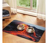 Red Hot Lava from Kilauea Volcano Pet Feeding Mat Absorbent Pu Leather Dog Cat Food Mats Contain Spills Protects Floors, Anti-Slip Rubber Backing Dog Bowl Mats Easy Clean Pet Placemats 30x45cm