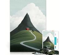 Red House on A Hill Jigsaw Puzzles 1000 Pieces for Teenagers Raise Memory Easy Leisure Clean Edge Xmas Surprise (38x26cm)