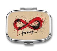 Red Infinity Symbol Forever Graffiti Pill Box 2 Compartment Portable Medicine Pill Case Travel Pill Organizer for Pocket Purse