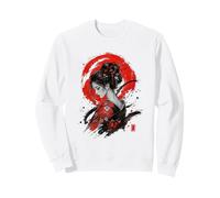 Red Ink Serenity Kimono Portrait Japanese Style Art Design Sweatshirt