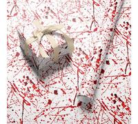 Red Ink Splatter Wrapping Paper Roll - Wide Roll 59.4cm x 3.6m - Bloody Halloween Horror Birthday Blood Prank Joke Gift Wrap for Men and Women
