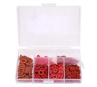 Red Insulation Washer Set, 500Pcs Carbon Steel Plated White Zinc Flat Washer Electrical Insulation for Domestic Commercial Automotive Marine Applications M2 M2.5 M3 M4 M5 M6