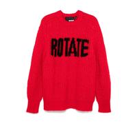Red Intarsia-Knit Jumper with Logo - female - ROTATE Birger Christensen - Round-neck Knitwear - Red - XL - Knitwear XL