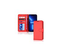 TECHGEAR iPhone 13 Pro Max Leather Wallet Case, Flip Protective Case Cover with Wallet Card Holder, Stand and Wrist Strap - Red PU Leather with Magnetic Closure Designed for iPhone 13 Pro Max 6.7"