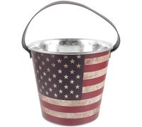 Red Iron round Ice Bucket for Bars Restaurants Beverage Bottles | Leather Details, Compact Scratch Resistant Finish, Smooth Burr Free Surface, for Ice Cubes and Drinks