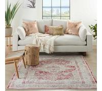 Red Ivory Luxurious Traditional Persian Easy To Clean Bordered Floral Rug For Dining Room -121Cm X 173Cm