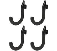 Red J Hooks for Power Rack and Squat Stand | Heavy Duty Steel Barbell Holders with PVC Coating for 16-25mm Hole Diameter Gym Cage Accessories | 100kg Load(4pcs)