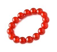 Red Jade Bracelet for Women Men, Carnelian Agate Chalcedony Gemstones Stretch Beaded