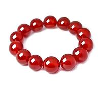 Red Jade Bracelet for Women Men, Natural Carnelian Agate Gemstones Stretch Beaded