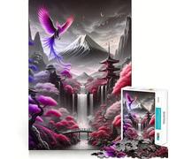 Red Japan Asian Landscape Hard Jigsaw Puzzle for Adults 1000 Pieces Pure Logic Toy Home Activity Clean Cut Lovely Gift (38x52cm)