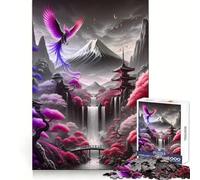 Red Japan Asian Landscape Hard Jigsaw Puzzle for Adults 1000 Pieces Pure Logic Toy Home Activity Clean Cut Lovely Gift (38x52cm)