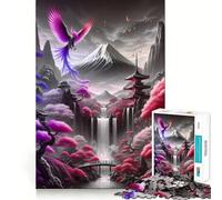 Red Japan Asian Landscape Jigsaw Puzzle for Adults 1000 Pieces Mental Logic Toy Soothing Fun Firm Cut Warm Surprise (50x75cm)