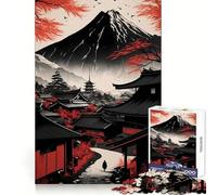 Red Japan Fuji Mountain 1000-piece Puzzle for Teenagers Mind Exercise Toy Mind Calm Design Assembly Cherished Gift (38x52cm)