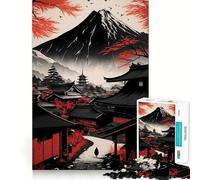 Red Japan Fuji Mountain Jigsaw Puzzles for Adults 1000 Piece Smart Game Relaxing Fun Pattern Assembly Cherished Gift (50x75cm)