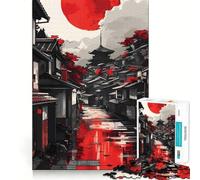 Red Japan Landscape 1000 Piece Jigsaw Puzzles for Teenagers Jigsaw Brain Workout Toy Group Play Art Assembly Classic Gift (38x52cm)