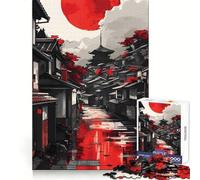 Red Japan Landscape 1000 Piece Jigsaw Puzzles for Teenagers Jigsaw Brain Workout Toy Group Play Art Assembly Classic Gift (38x52cm)
