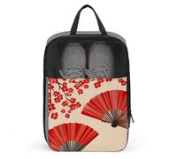 Red Japanese Fans Shoe Bag for Travel Daily Use Anti-dust Storage Carrier Golf Shoe Pouch