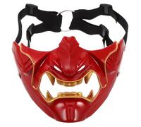 Red Japanese Half Face Samurai Cosplay Mask for Party Use