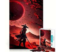 Red Japanese Samurai Jigsaw Puzzles 1000 Pieces for Teenagers Logic Game Warm Time Precise Cut Art Collection Piece (38x26cm)