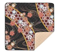 Red Japanese Vintage Cherry Blossom Ukiyo-e Large Stylish Baby Play Mat for Indoor Outdoor 1-Piecing Padded Baby Mat for Babies Infants Toddlers, 50'' x 50''