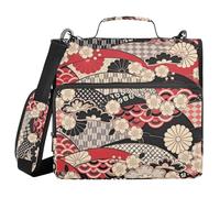 Red Japanese Zephyr Cherry Blossoms 3 Rings 1.5 inch Zipper Binder with Handle and Removable Shoulder Strap Waterproof Portfolios Portfolio Organizer for School and Office