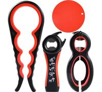 Red Jar Opener Gripper - 4 Pack Rubber Jar Opener for Weak Hands 6-in-1 5-in-1 Jar Bottle Openers for Seniors with Arthritis, Non Slip Lids Opener Gripper Pad (Red)