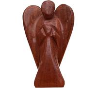 Red Jasper Crystal Angel Figurine 3 inch - Guardian Angel Healing Crystal Statue - Natural Gemstone Pocket Angel Gift for Women Men - Reiki Spiritual Strength Ornament
