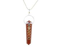 Red Jasper Reiki Energy Charge Chakra Healing Crystals Necklace Gemstone Hexagonal Point Chakra Stone Pendant