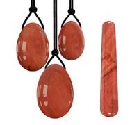 Red Jasper Yoni Egg Set Yoni Wand 100% Natural Precious Gemstone for Kegel Exercise Jade Feminine Product-Drilled Egg-Wand