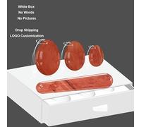Red Jasper Yoni Egg Set Yoni Wand 100% Natural Precious Gemstone for Kegel Exercise Jade Feminine Product-Silicone Rope Set-W