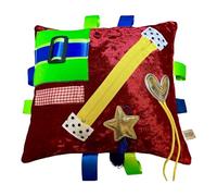 Red Jazzy Tabby Beanbag Cushion - Made in Britain. Sensory Tactile Dementia/Autism Spectrum/ADHD, Activity Product.