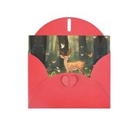 Red JKIEGOQ Bambi Prints Greeting Card 4 x 6 in for Christmas, Valentine's Day, Wedding, Party Invitation Cards